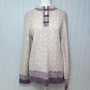 Preswick & Moore Vintage‎ Lavender and Cream Knit Sweater Size L